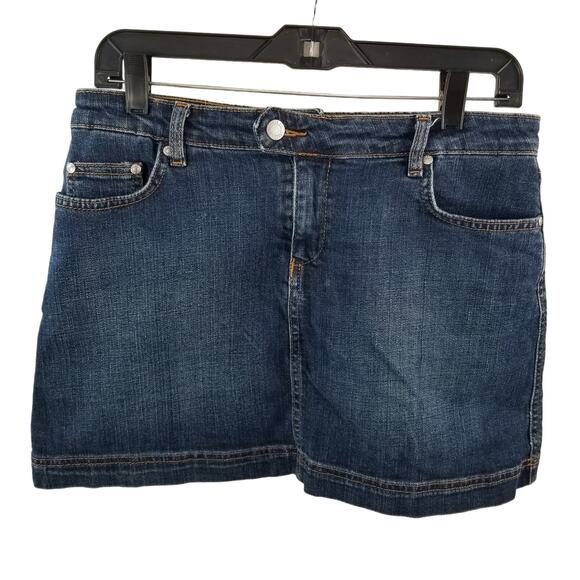 LACOSTE Vintage Denim Jeans Mini Skirt Flap Pockets Size 40 US 9 - Picture 1 of 6